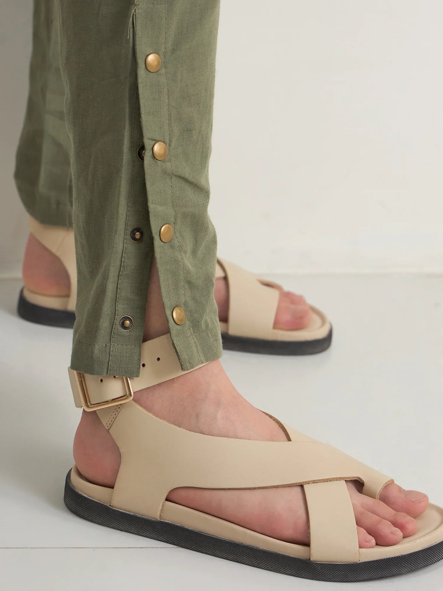 Olive Shirt Collar Viscose Rayon Co-ords Set for Women - SanskrutiHomes 