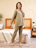 Beige Cotton Co-Ord Night Suit Set