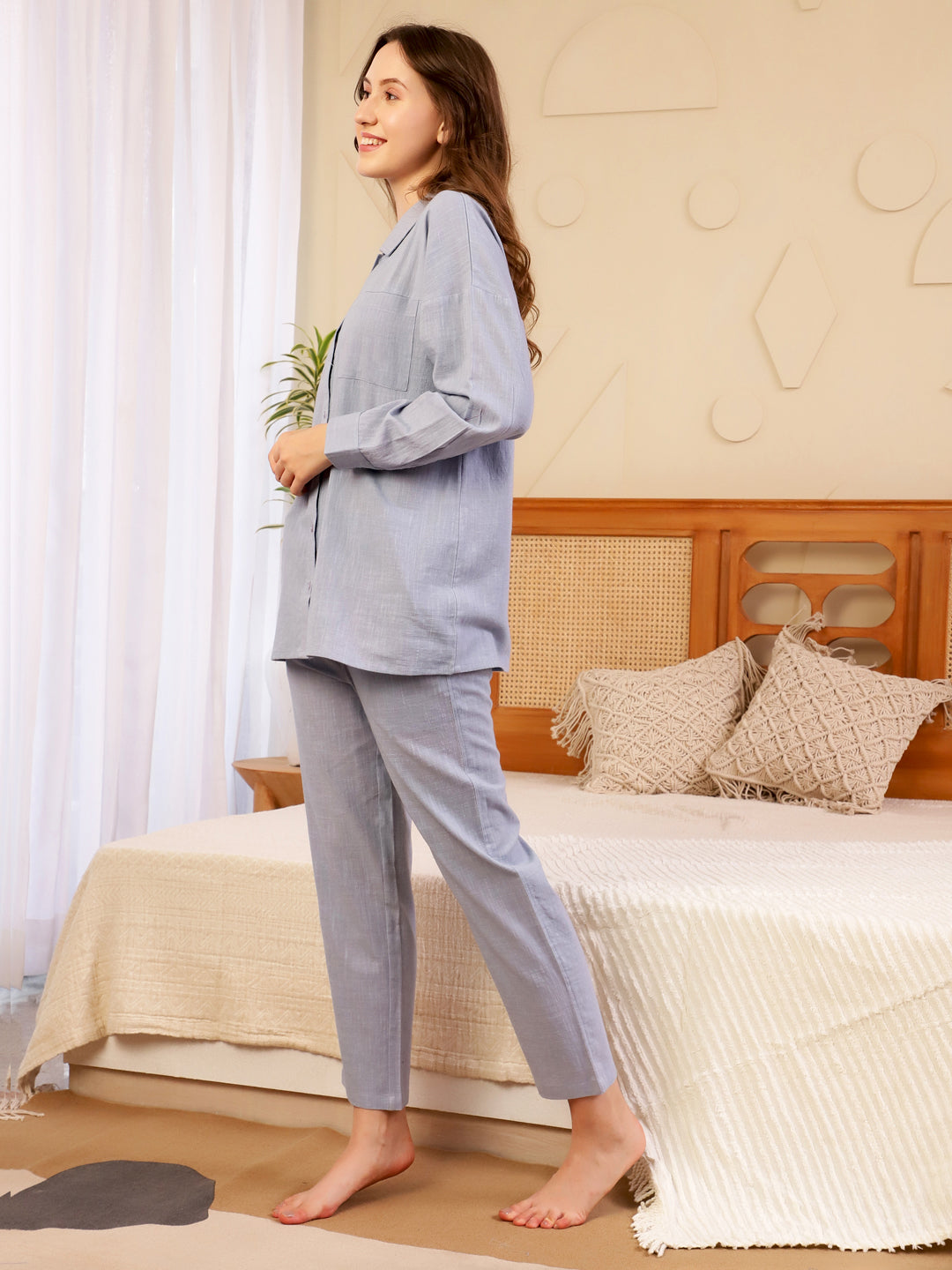 Lavender Cotton Co-Ord Set For Women