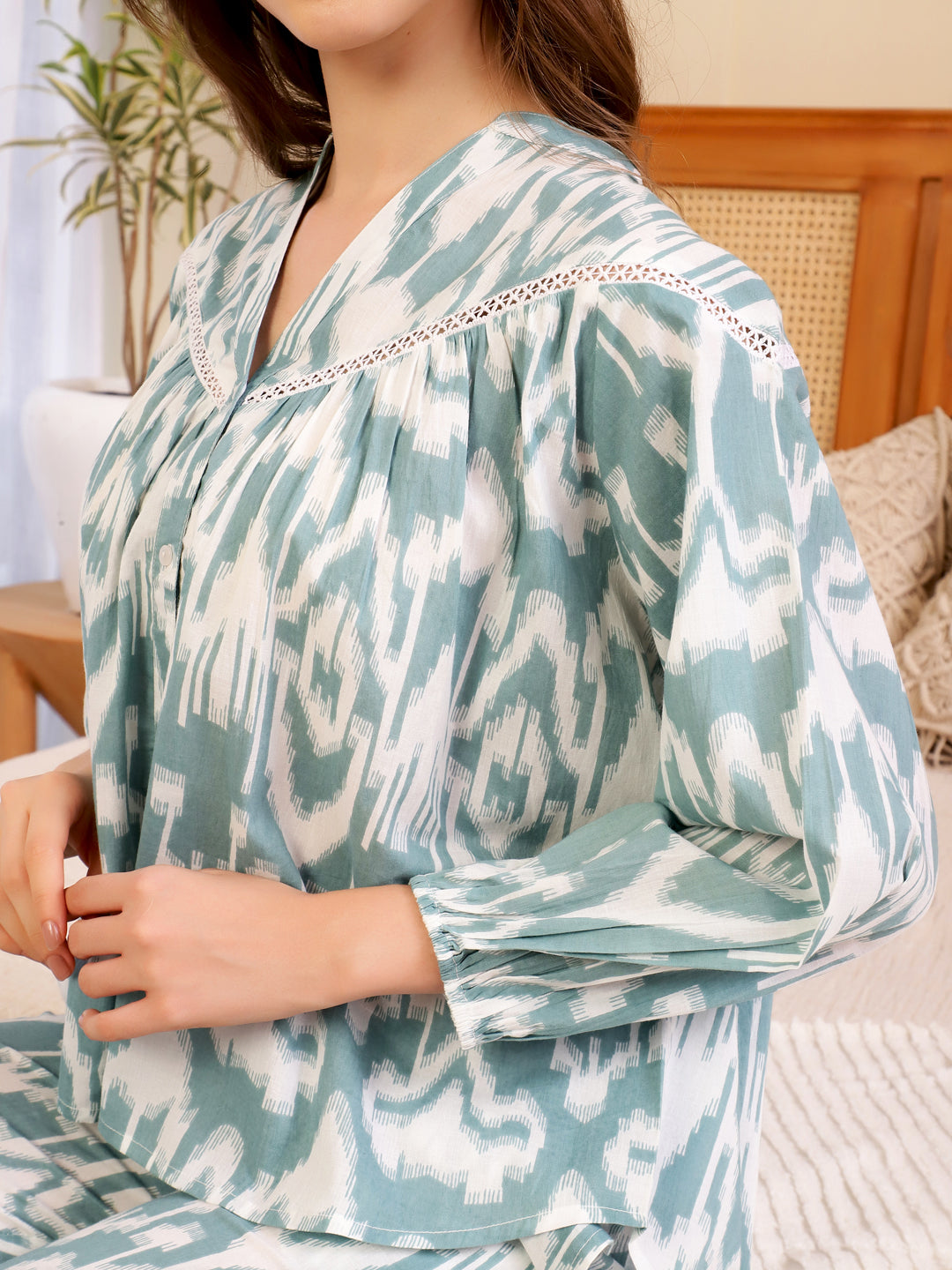 Turquoise Shirt Loungewear Set