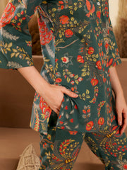 Cotton Printed V-Neck Loungewear Set