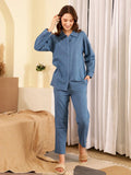 Blue Cotton Night Suit - SanskrutiHomes 