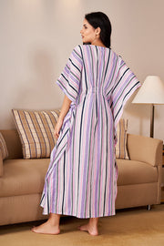Lavender Printed Kaftan Dress