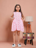 White Strawberry Printed Cotton Dress for Kids - SanskrutiHomes 