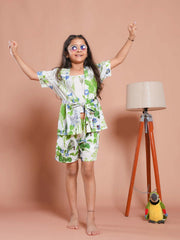 Set of 3 Floral Printed White Kids Night Suit Set - SanskrutiHomes 