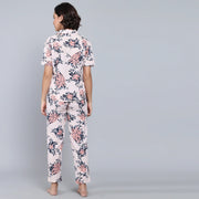 Pink Cotton Printed Night Suit Set with Pajama - SanskrutiHomes 