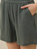 Green Solid V-Neck Co-ords Set for Women - SanskrutiHomes 