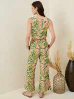 Multicolor Leaf Printed Cotton Co-ord Set for Women - SanskrutiHomes 