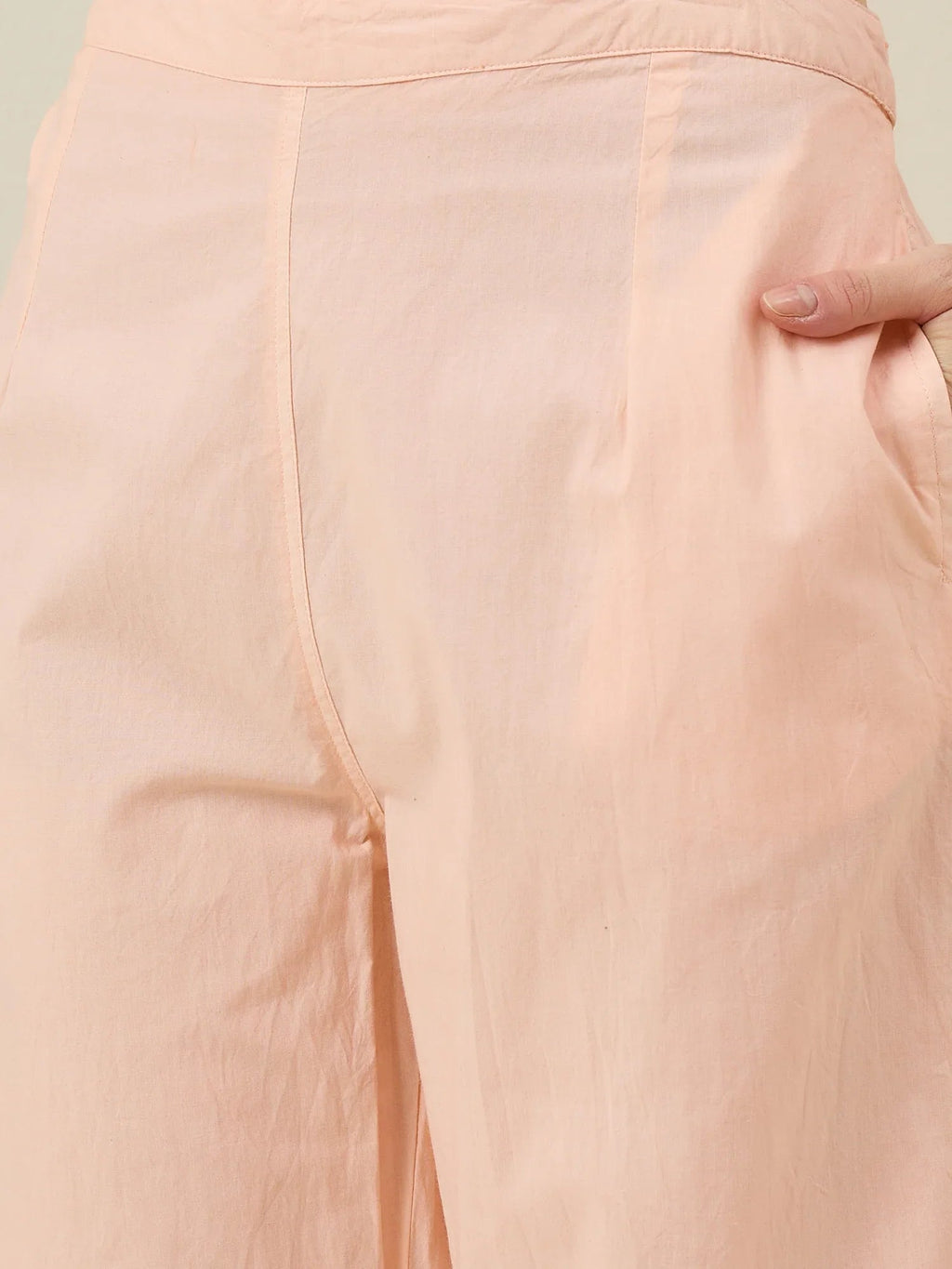 Peach Pure Cotton Shirt Collar Co-Ord Set for Women - SanskrutiHomes 