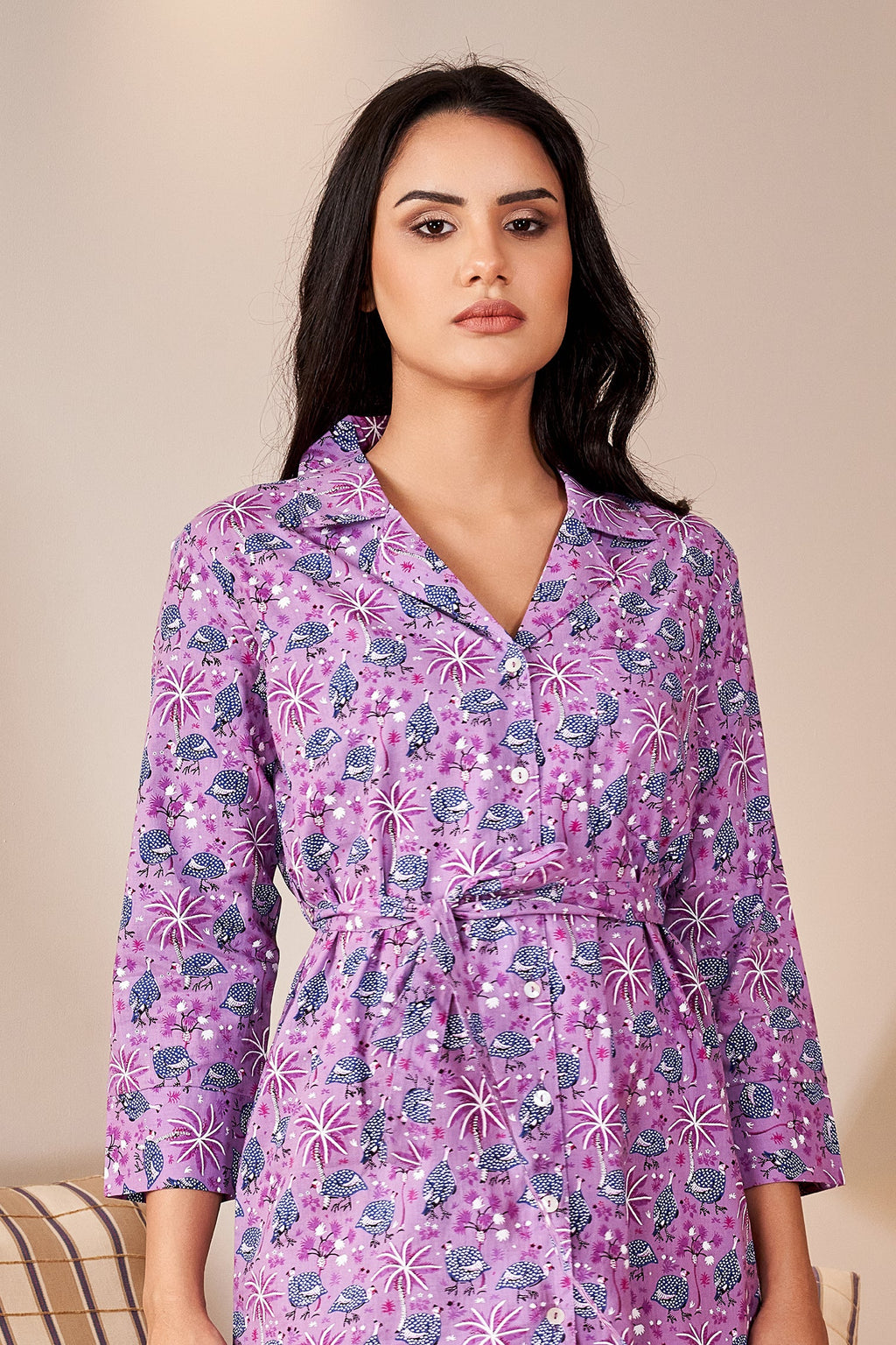 Lavender Pure Cotton Night Dress