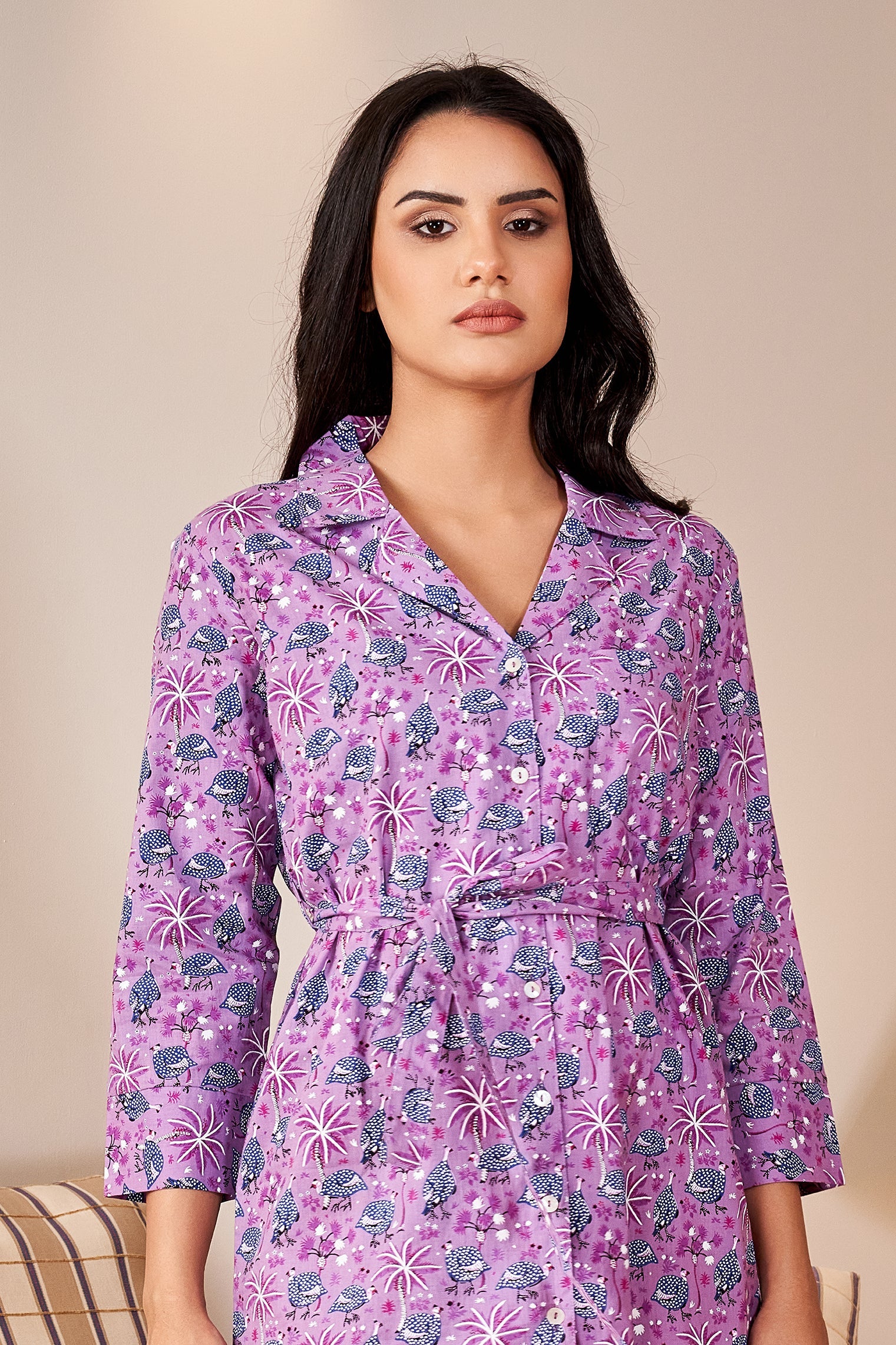 Lavender Pure Cotton Night Dress