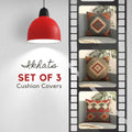 Ikhats Set of 3 Jute Multicolor Cushion Cover - SanskrutiHomes 