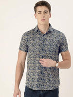 Blue Cotton Printed Shirt - SanskrutiHomes 
