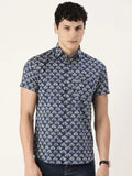 Sanskruti Home Blue Cotton Printed Shirt - SanskrutiHomes 