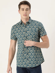 Pale Blue Cotton Printed Shirt - SanskrutiHomes 