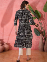 Black Religion Printed Cotton Kurta - SanskrutiHomes 