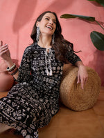 Black Religion Printed Cotton Kurta - SanskrutiHomes 