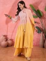 Ombre Yellow Solid Print Cotton Kurta Set with Dupatta - SanskrutiHomes 