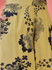 Lime Green Floral Printed Co-ords Set - SanskrutiHomes 