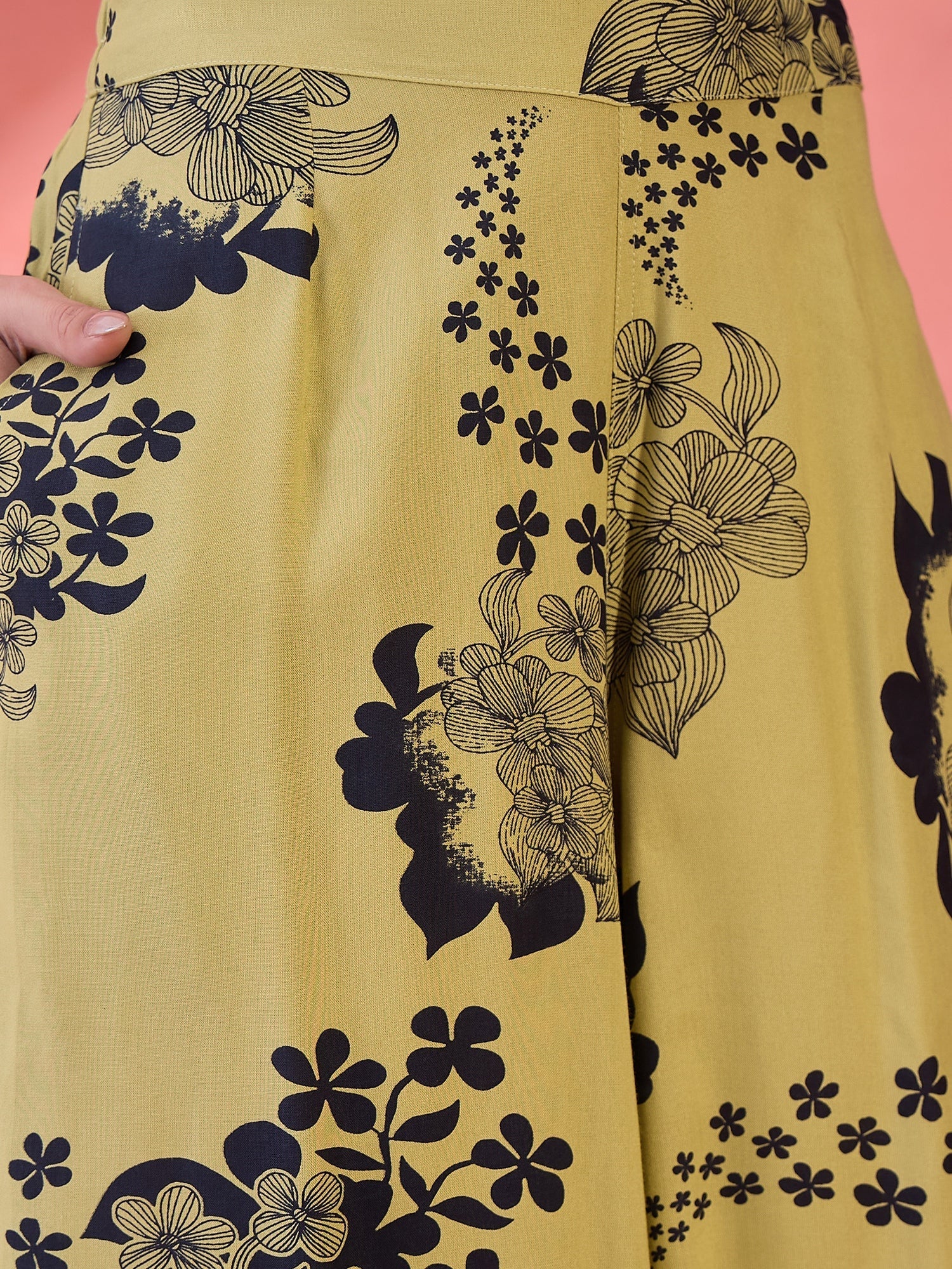 Lime Green Floral Printed Co-ords Set - SanskrutiHomes 