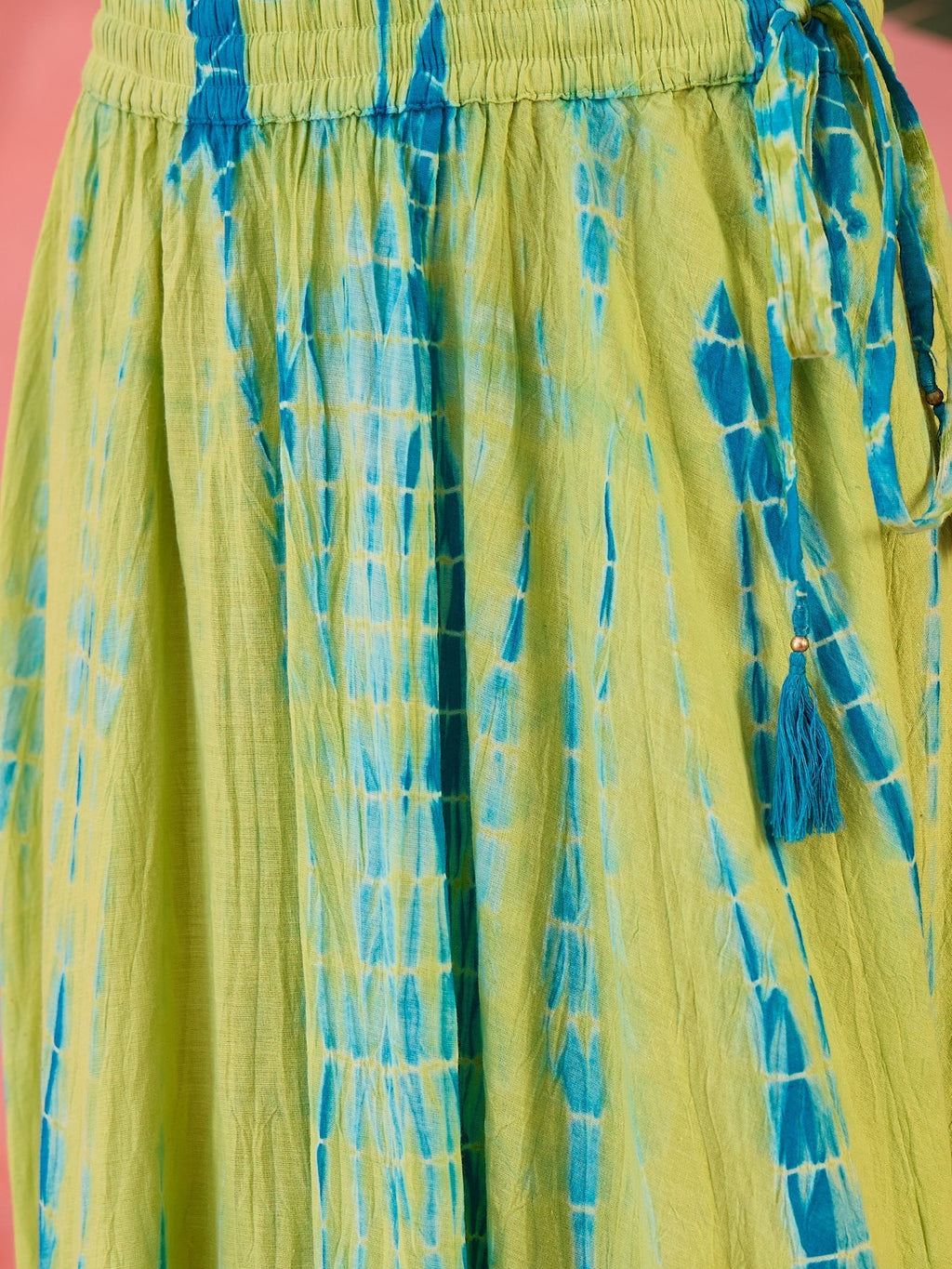 Green Printed Cotton Skirt for Women - SanskrutiHomes 