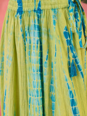 Green Printed Cotton Skirt for Women - SanskrutiHomes 