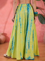 Green Printed Cotton Skirt for Women - SanskrutiHomes 