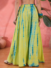 Green Printed Cotton Skirt for Women - SanskrutiHomes 