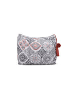 White Cotton Makeup/Travel Pouch with Tassels - SanskrutiHomes 