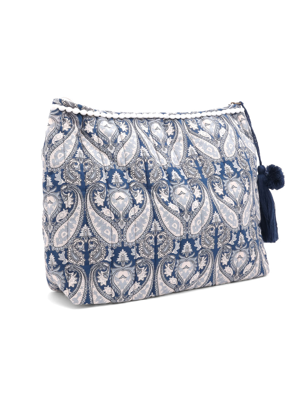 Boho Floral Cotton Pouch with Tassel - SanskrutiHomes 