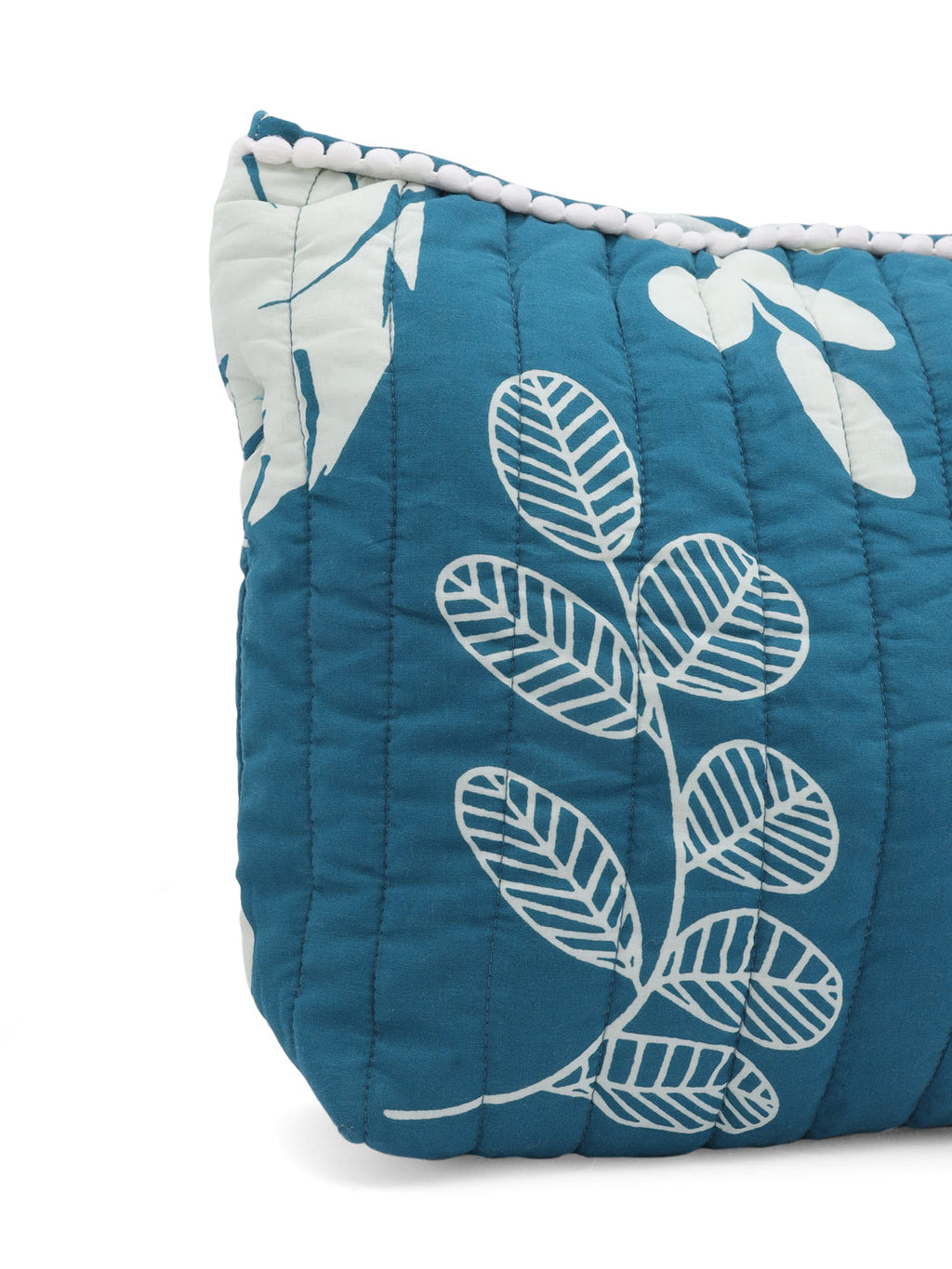 Blue Elegant Floral Cotton Pouch Bag - SanskrutiHomes 