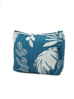 Blue Elegant Floral Cotton Pouch Bag - SanskrutiHomes 