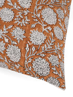 Cotton Orange Colour Floral Cushion Covers - SanskrutiHomes 