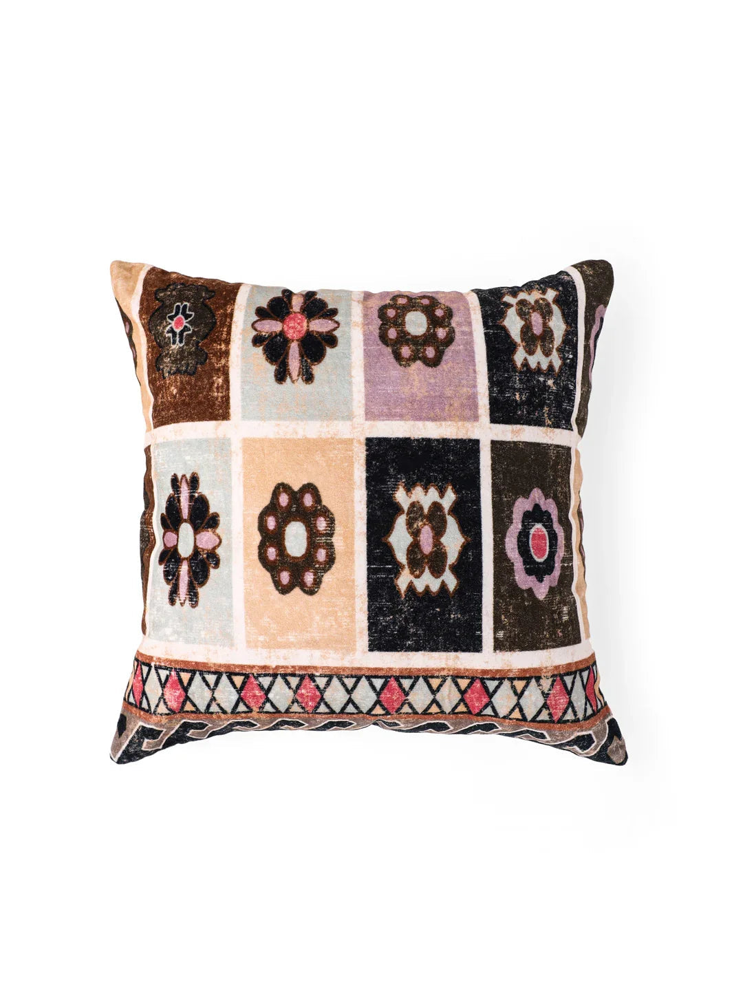 Velvet Multi Colour Geometric Cushion Covers - SanskrutiHomes 