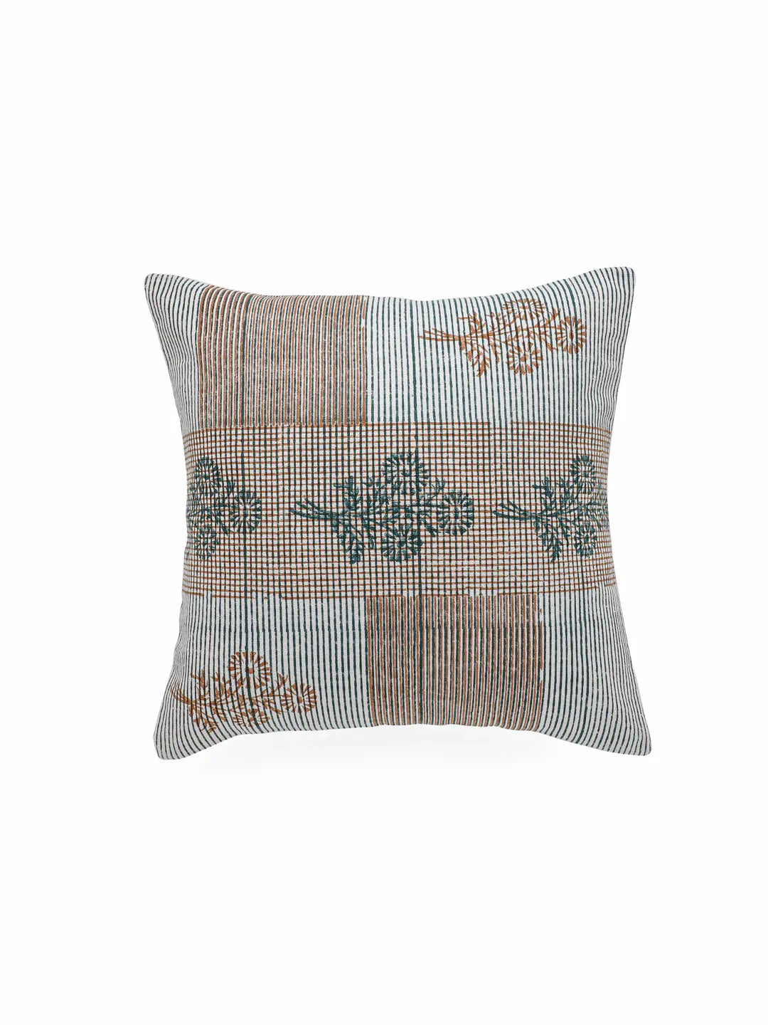 Cotton Green Colour Floral Cushion Covers - SanskrutiHomes 