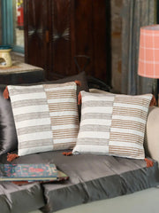 Cotton Brown Colour Geometric Cushion Covers - SanskrutiHomes 