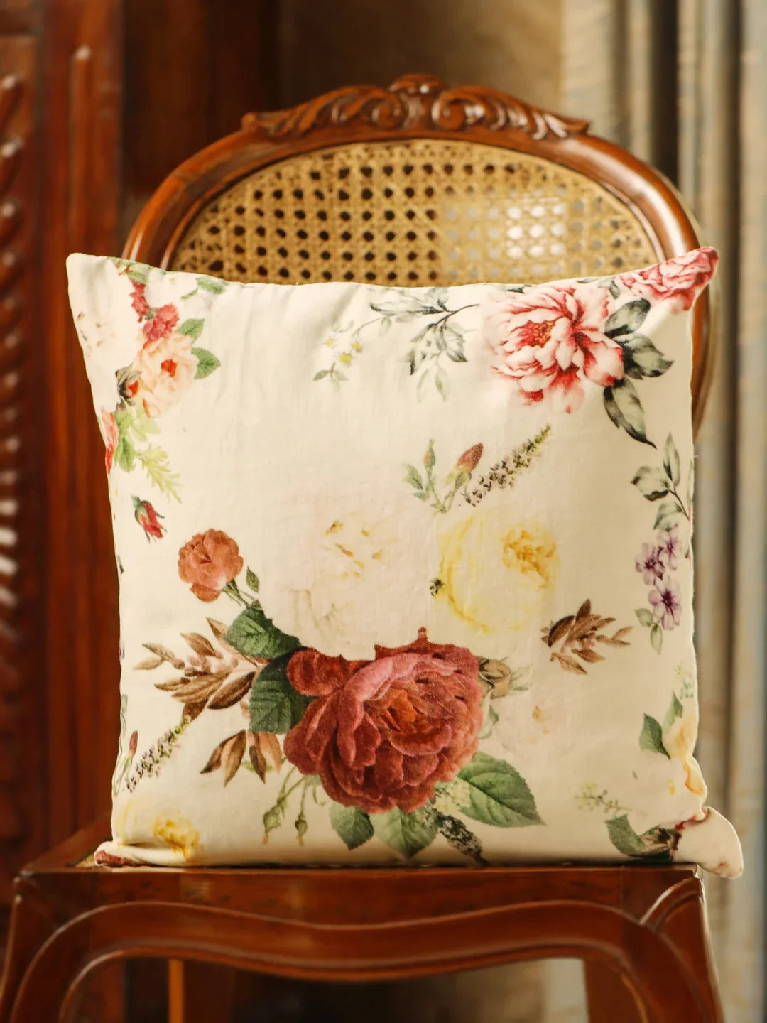 Velvet Multi Colour Floral Cushion Covers - SanskrutiHomes 