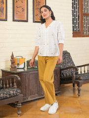 Mustard White  Cotton Co-Ord Set