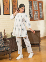Pintuck white Cotton Co-Ord Set - SanskrutiHomes 