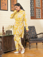Floral Embroidered Pure Cotton Shirt With Trousers Co-Ords - SanskrutiHomes 