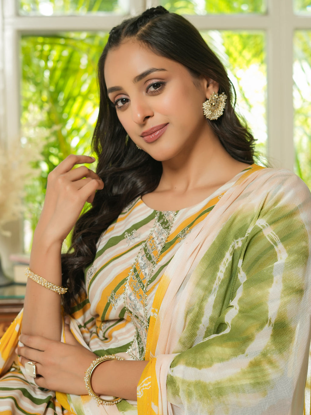 Women Pure Cotton Lehriya  3pcs Kurta Set