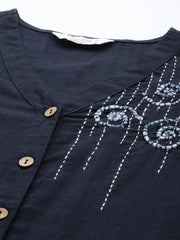 Floral Embroidered Cap Sleeves Tiered Ethnic Dress - SanskrutiHomes 