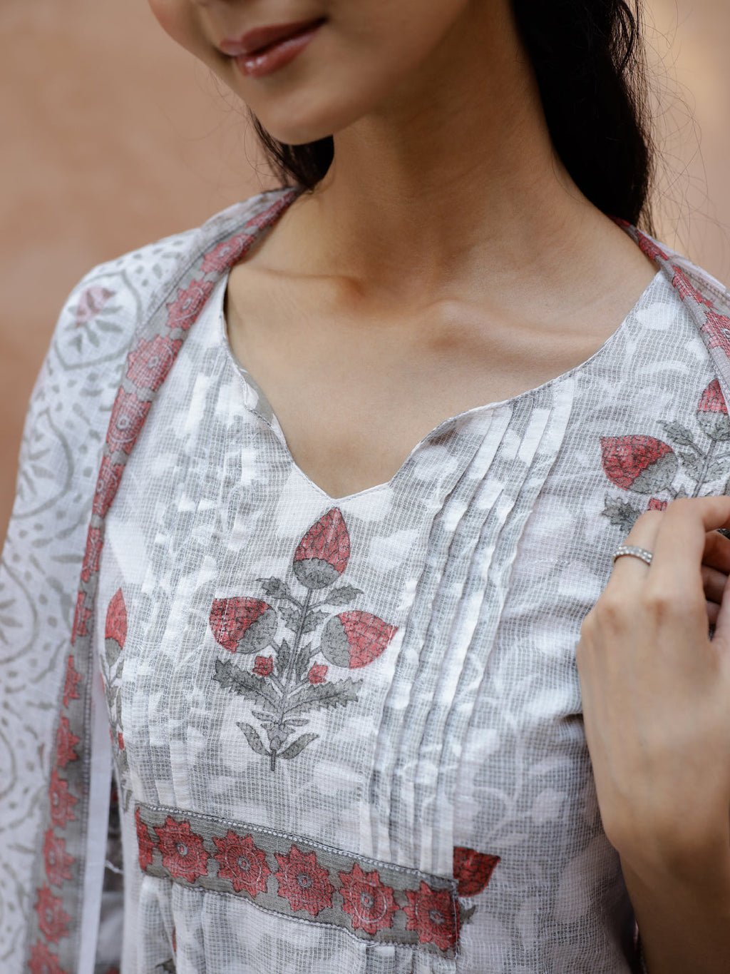 Set Of 3 Floral Printed Cotton Kurta Set