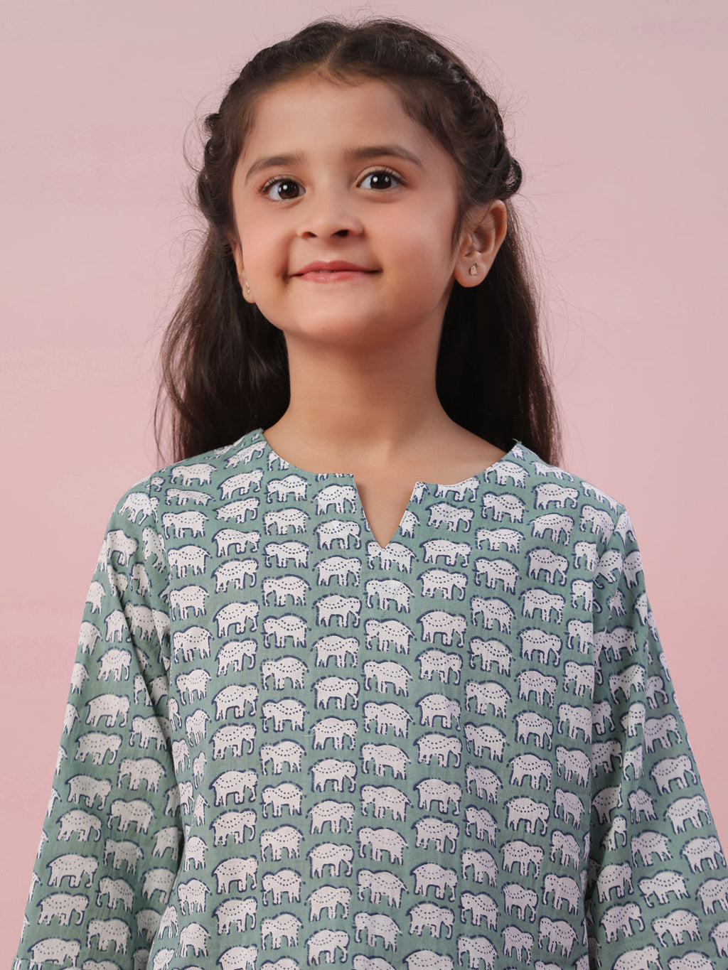 Elephant Printed Cotton Kids Night Suit - SanskrutiHomes 