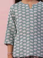 Elephant Printed Cotton Kids Night Suit - SanskrutiHomes 