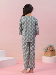 Elephant Printed Cotton Kids Night Suit - SanskrutiHomes 