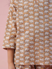 Elephant Printed Cotton Kids Night Suit - SanskrutiHomes 