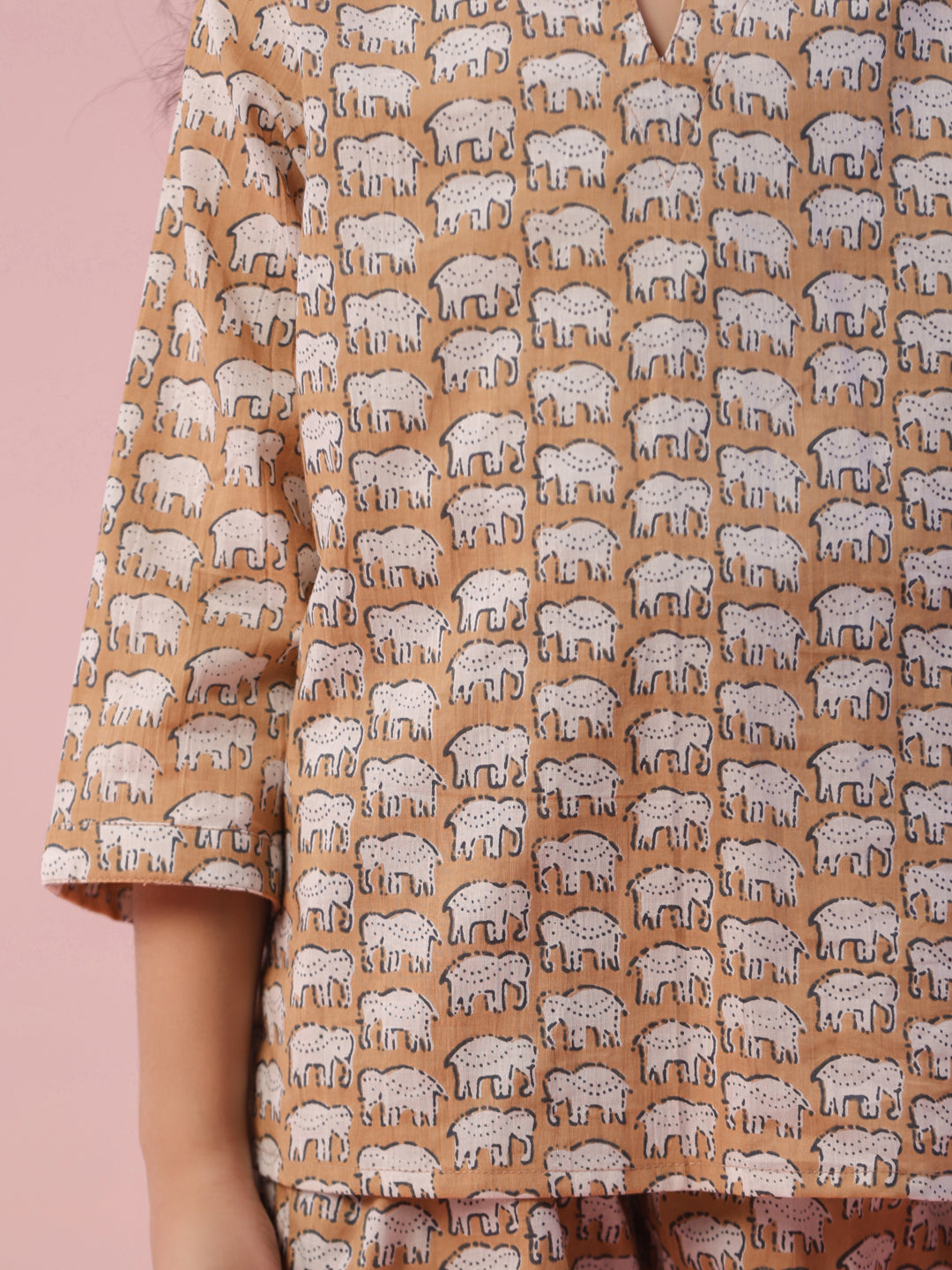 Elephant Printed Cotton Kids Night Suit - SanskrutiHomes 
