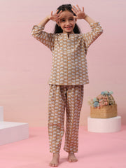 Elephant Printed Cotton Kids Night Suit - SanskrutiHomes 