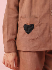 Brown Color Cotton Kids Night Suit - SanskrutiHomes 